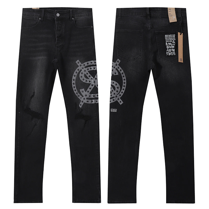 Ksubi Vintage Wash Black Cross Graphic Denim Jeans