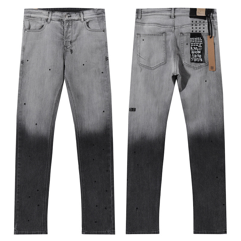 Ksubi Gradient Wash Black Paint Splatter Denim Jeans