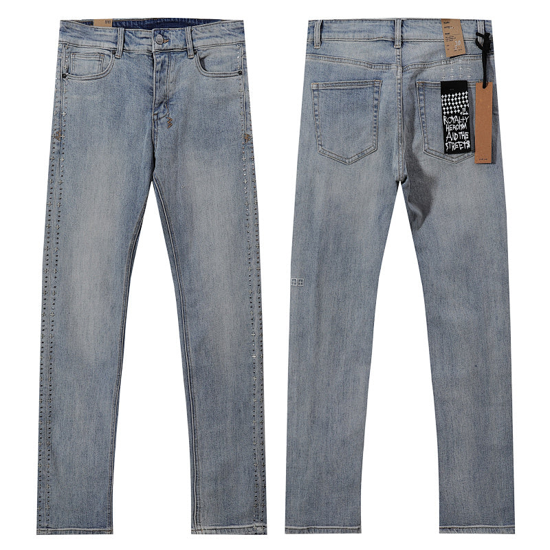 Ksubi Light Wash Rhinestone Studded Denim Jeans