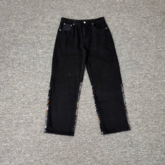 Derschutze Mythical Beast Embroidered Loose Straight Jeans