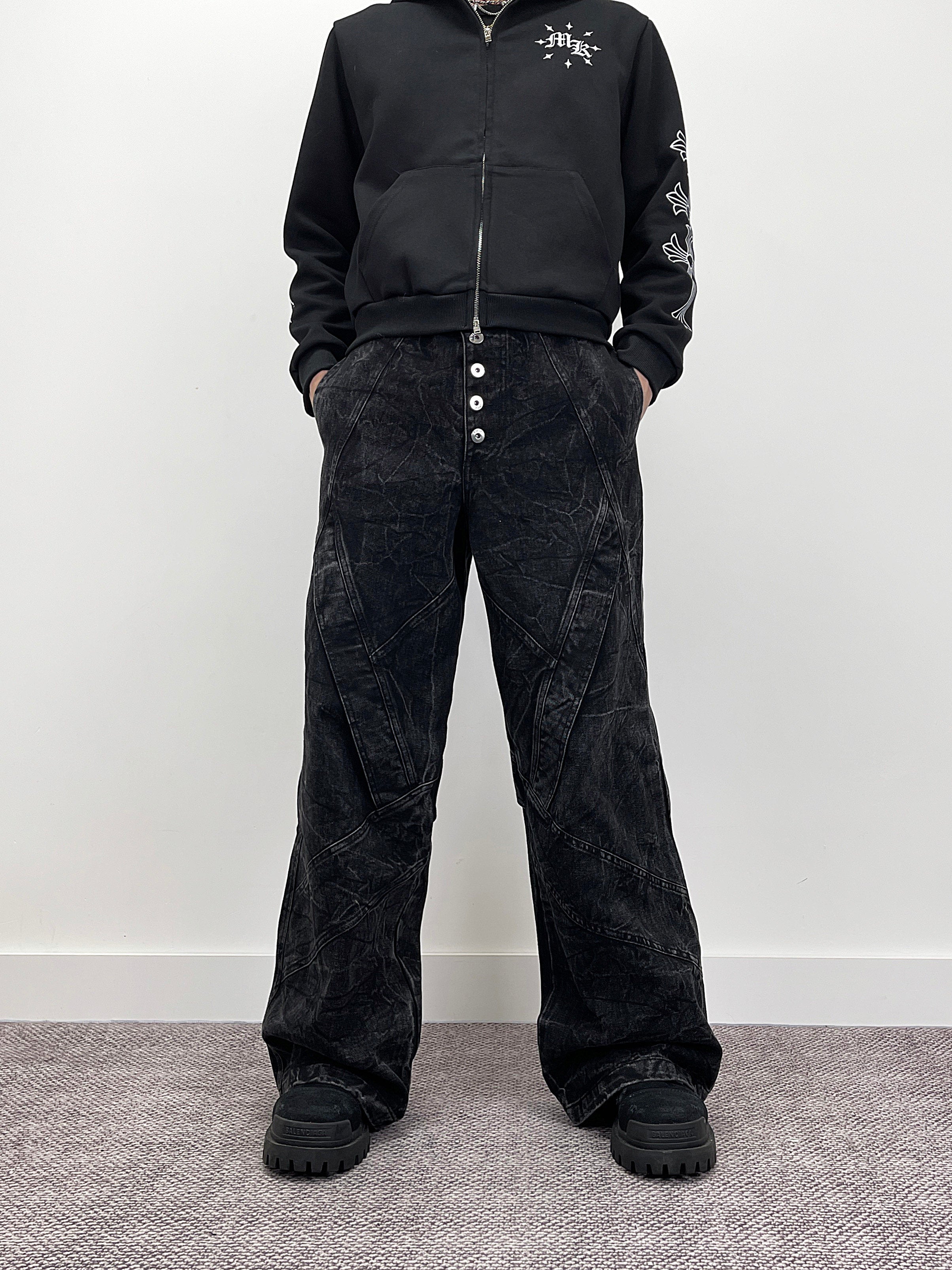 Knives Washed Jeans - Straight and Wide Leg Denim Pants