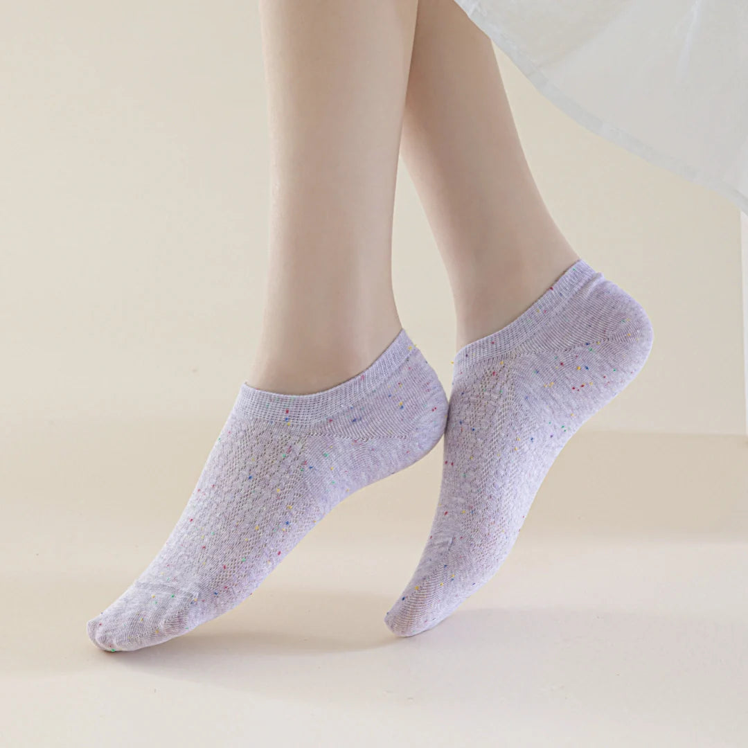 "Speckle Mist" Ultra-Thin Cotton Blend Mesh No-Show Socks