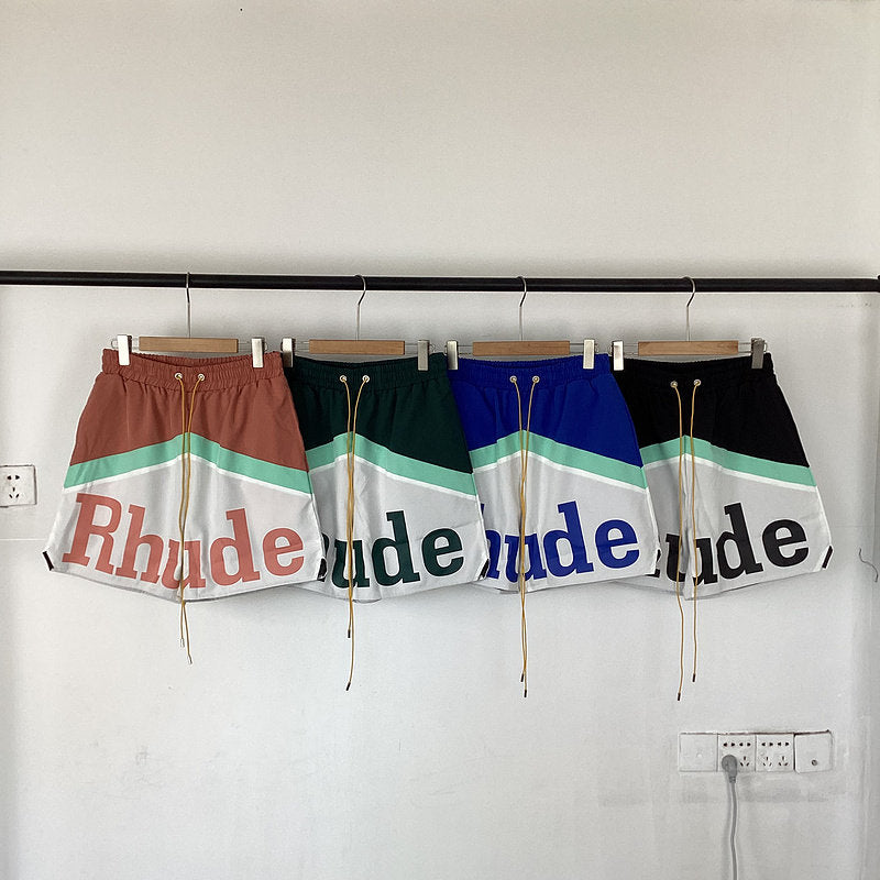 RHUDE Color Block Letter Print Quick Dry Shorts