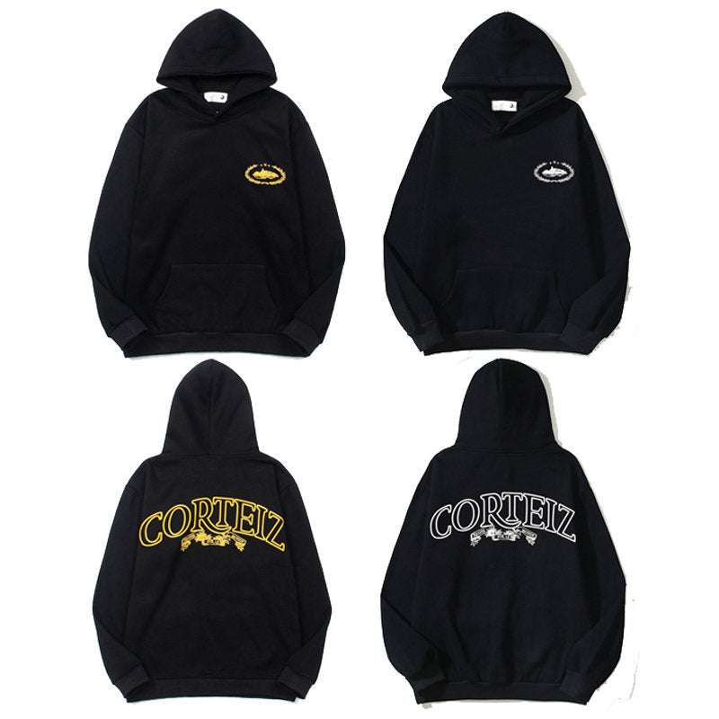Corteiz logo print loose-fitting fleece pullover shirt