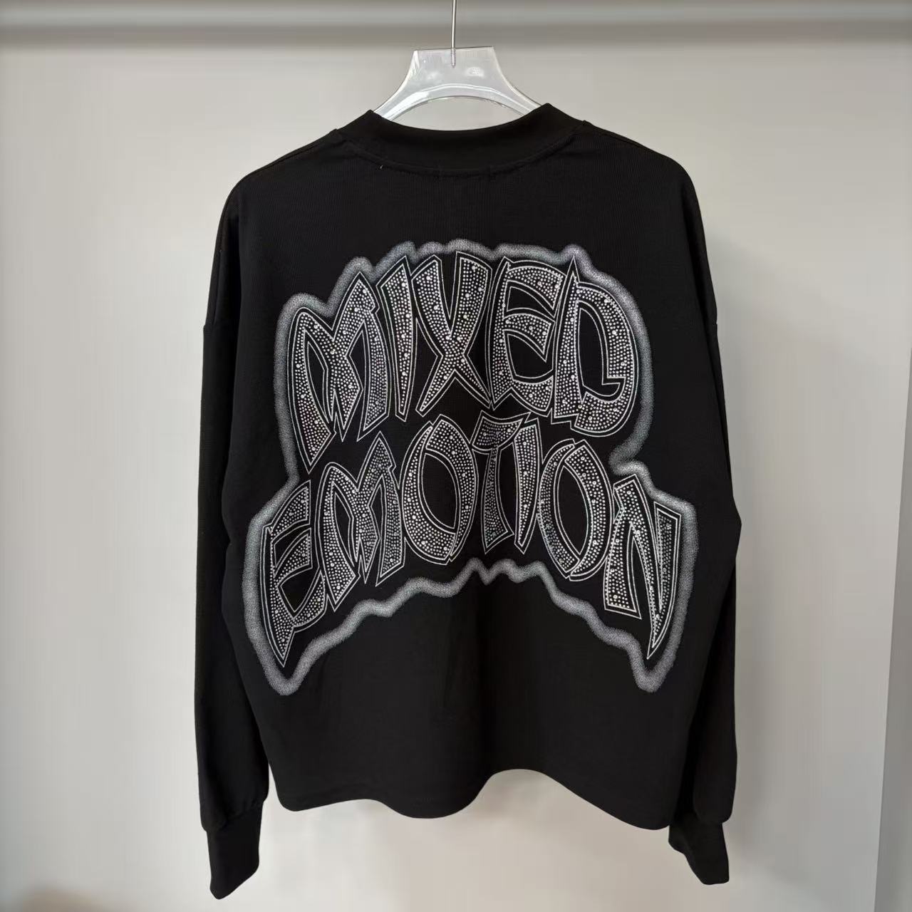 Mixed Emotion Rhinestone Waffle Long Sleeve Tee