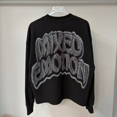 Mixed Emotion Rhinestone Waffle Long Sleeve Tee