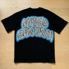 MIXED EMOTION Rhinestone Rock Graphic Cotton Tee