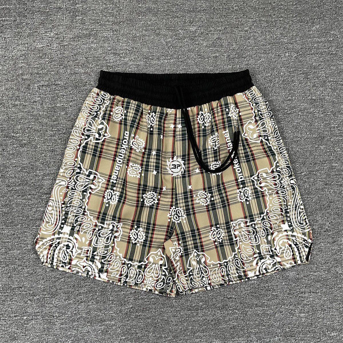 Broken Planet Paisley Plaid Loose Drawstring Shorts