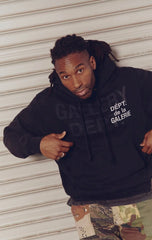 GALLERY DEPT LOGO Printed Loose Cotton Hooded Sweatshirt