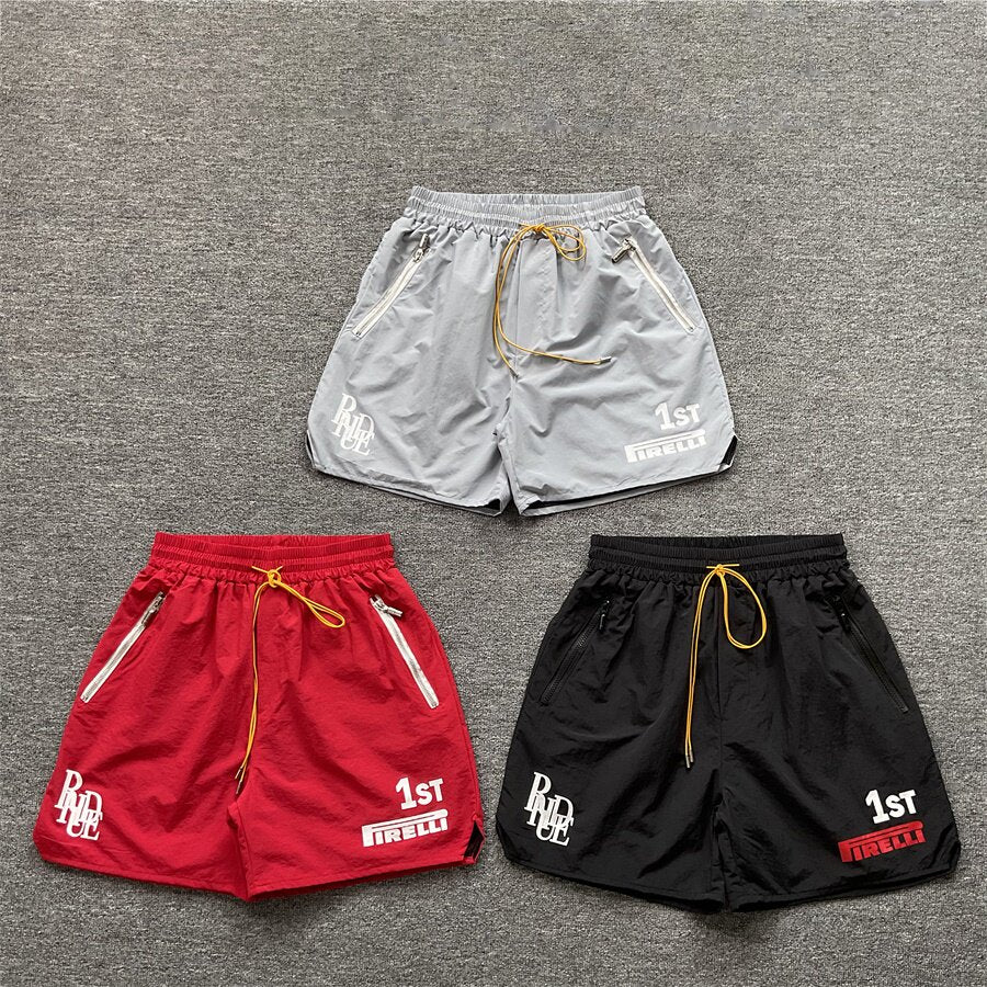 Rhude x Pirelli collaboration summer casual shorts