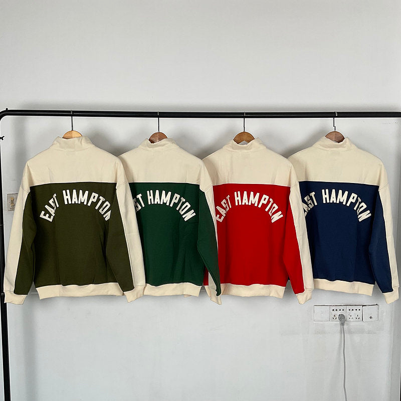 RHUDE Retro Color Block Half Zip Fleece Hoodie