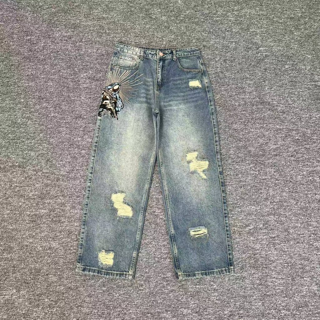 Derchutze Awakening V2 Embroidered Distressed Jeans