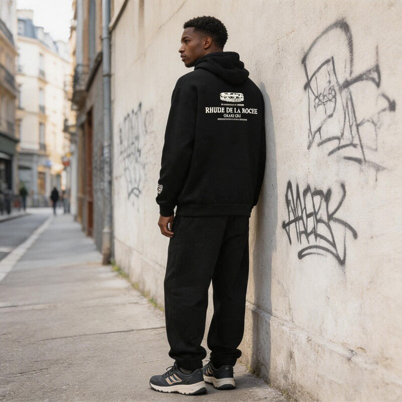 RHUDE American Vintage Badge Letter Fleece Hooded Sweatshirt