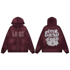 Lost Intricacy Casual Beaded Hole-Open Hoodie
