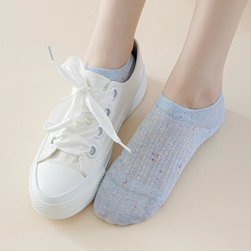 "Speckle Mist" Ultra-Thin Cotton Blend Mesh No-Show Socks
