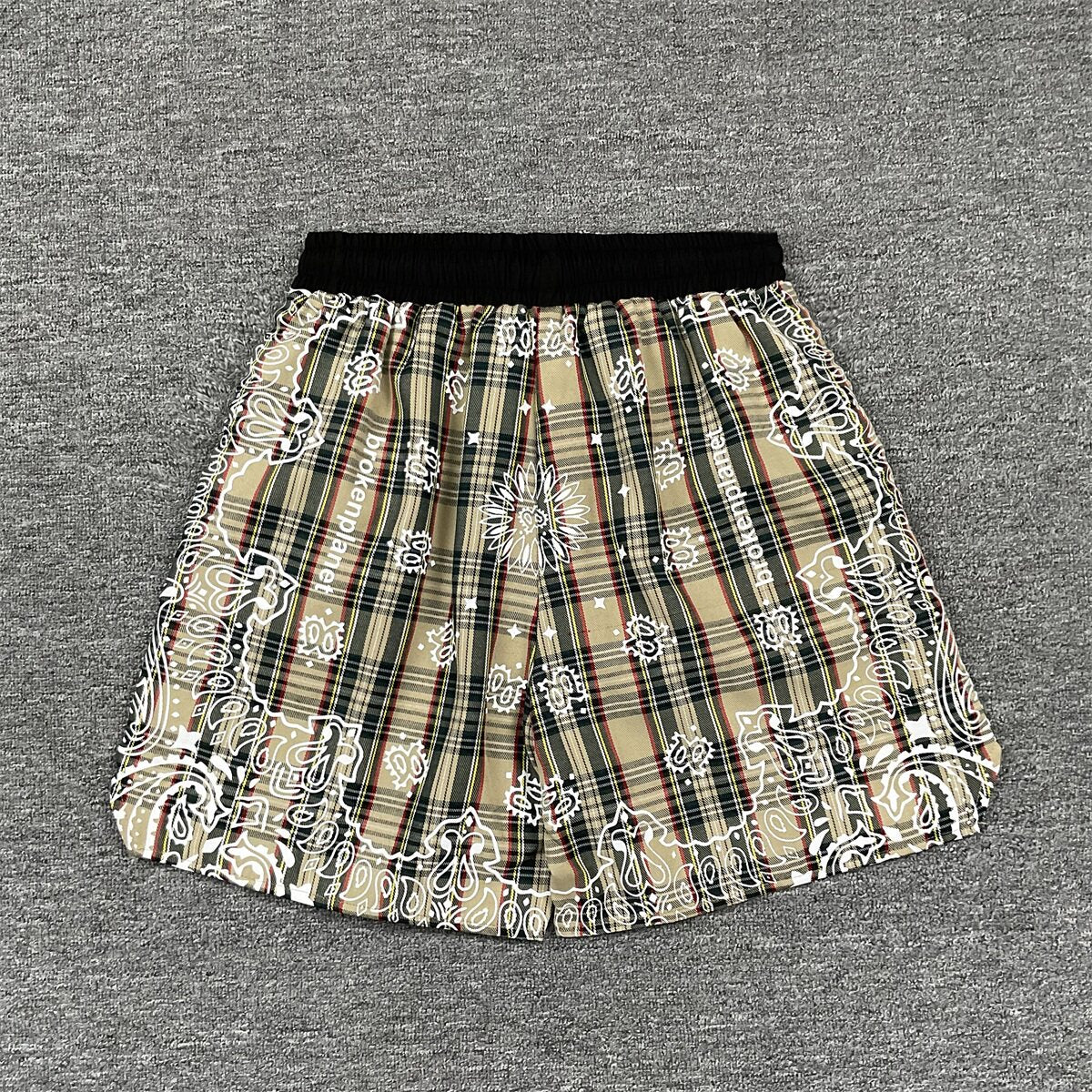Broken Planet Paisley Plaid Loose Drawstring Shorts