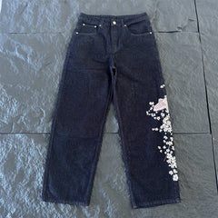 Derschutze American Washed Distressed Embroidered Jeans