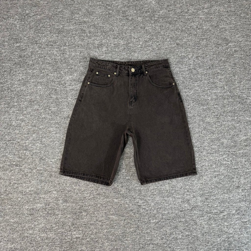 Derschutze  Heavyweight Applique Embroidered Denim Shorts