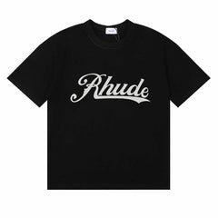 Rhude Sketch Logo Printed Comfortable Loose-Lined Couple T-shirt