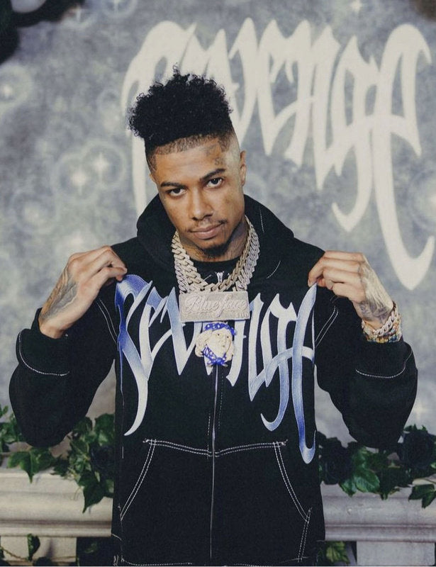 REVENGE embroidered loose fleece hooded sweater