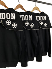 RHUDE Puff Letter Print Fleece Full Zip Hoodie