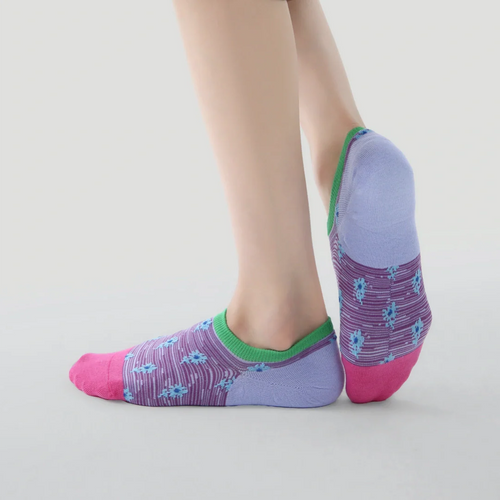 "Vivid Rhythm" Women's 3D Jacquard No-Show Socks 5-Pack