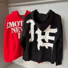Mixed Emotion Luxury Rhinestone Lettering Zip Hoodie