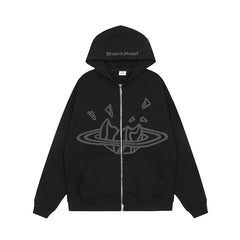 Broken Planet Puff Print Fleece Zip Hoodie