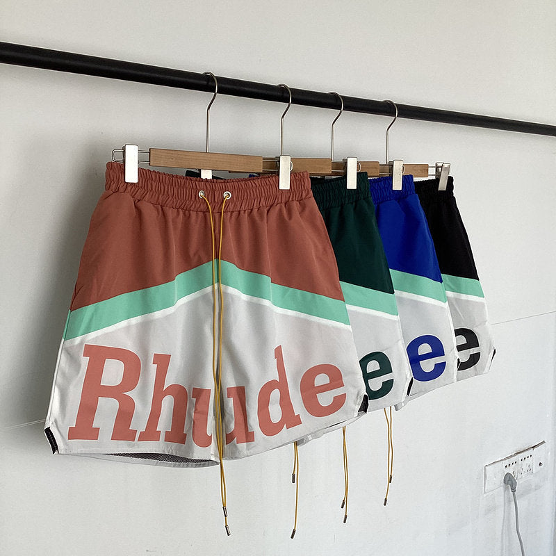 RHUDE Color Block Letter Print Quick Dry Shorts