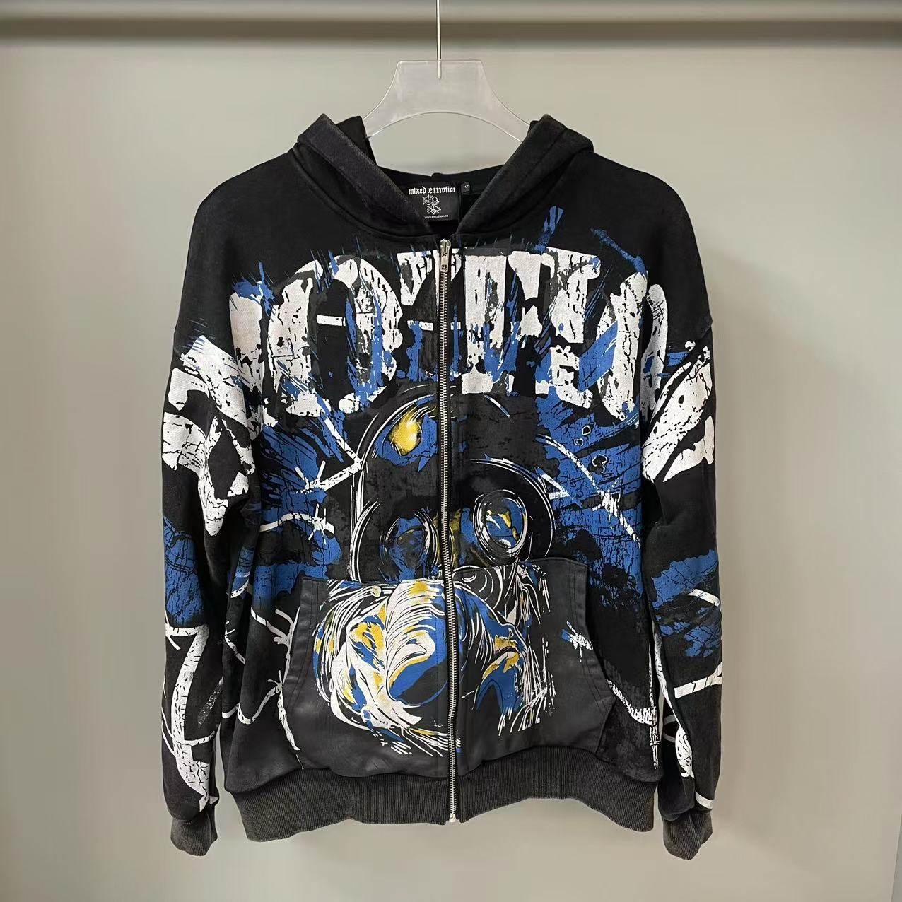 MIXED EMOTION Washed Full Zip Hoodie