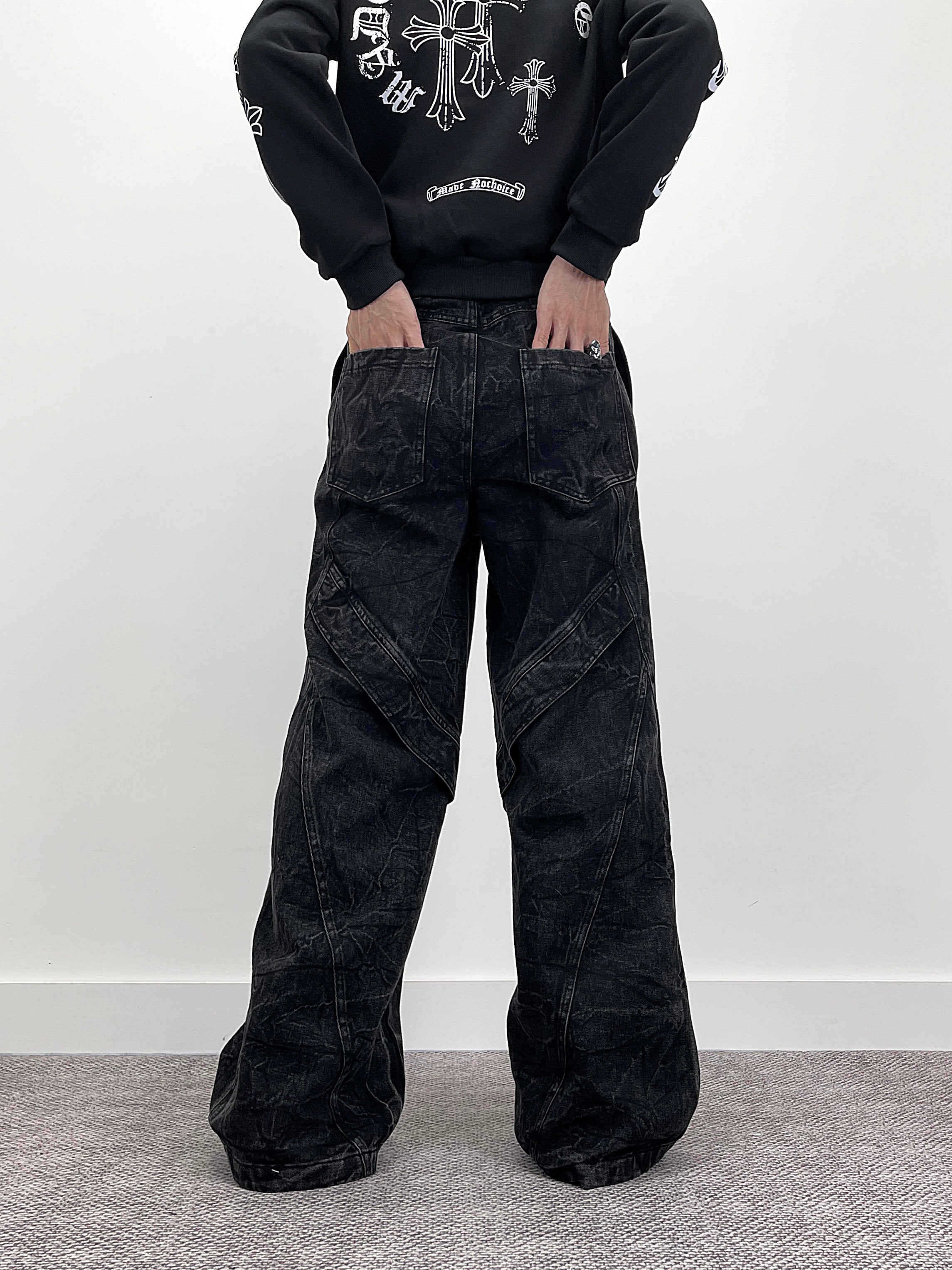 Knives Washed Jeans - Straight and Wide Leg Denim Pants