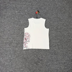 Derschutze Sakura Embroidered Pure Cotton Tank Top