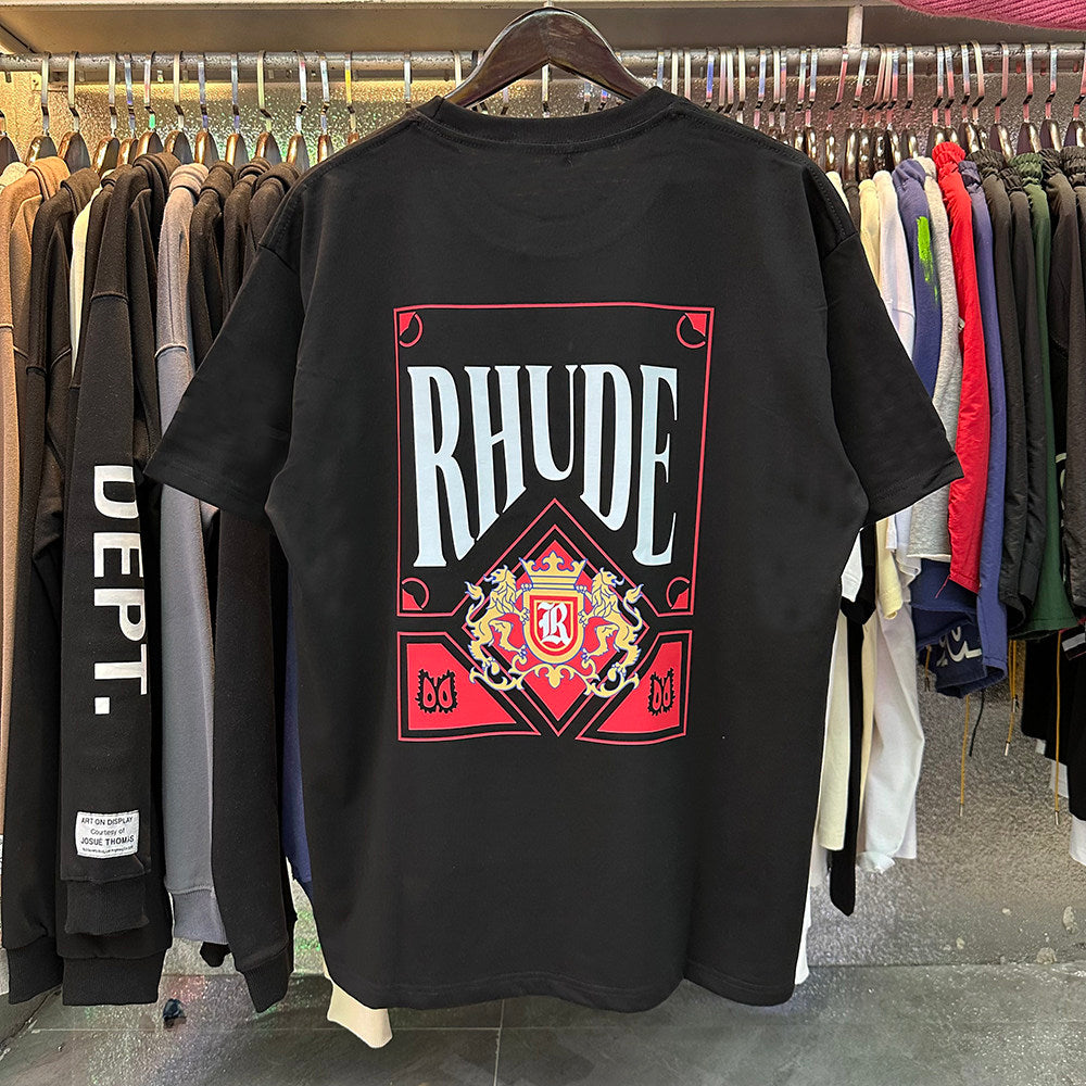 Rhude Card Print Loose-Fit Crew Neck Short Sleeve T-Shirt