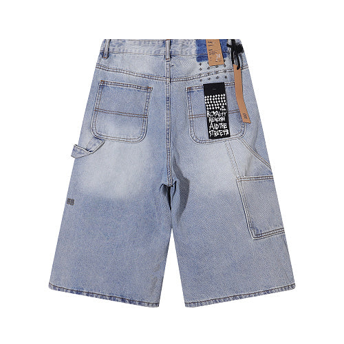 Ksubi Men Blue Baggy Patchwork Denim Shorts