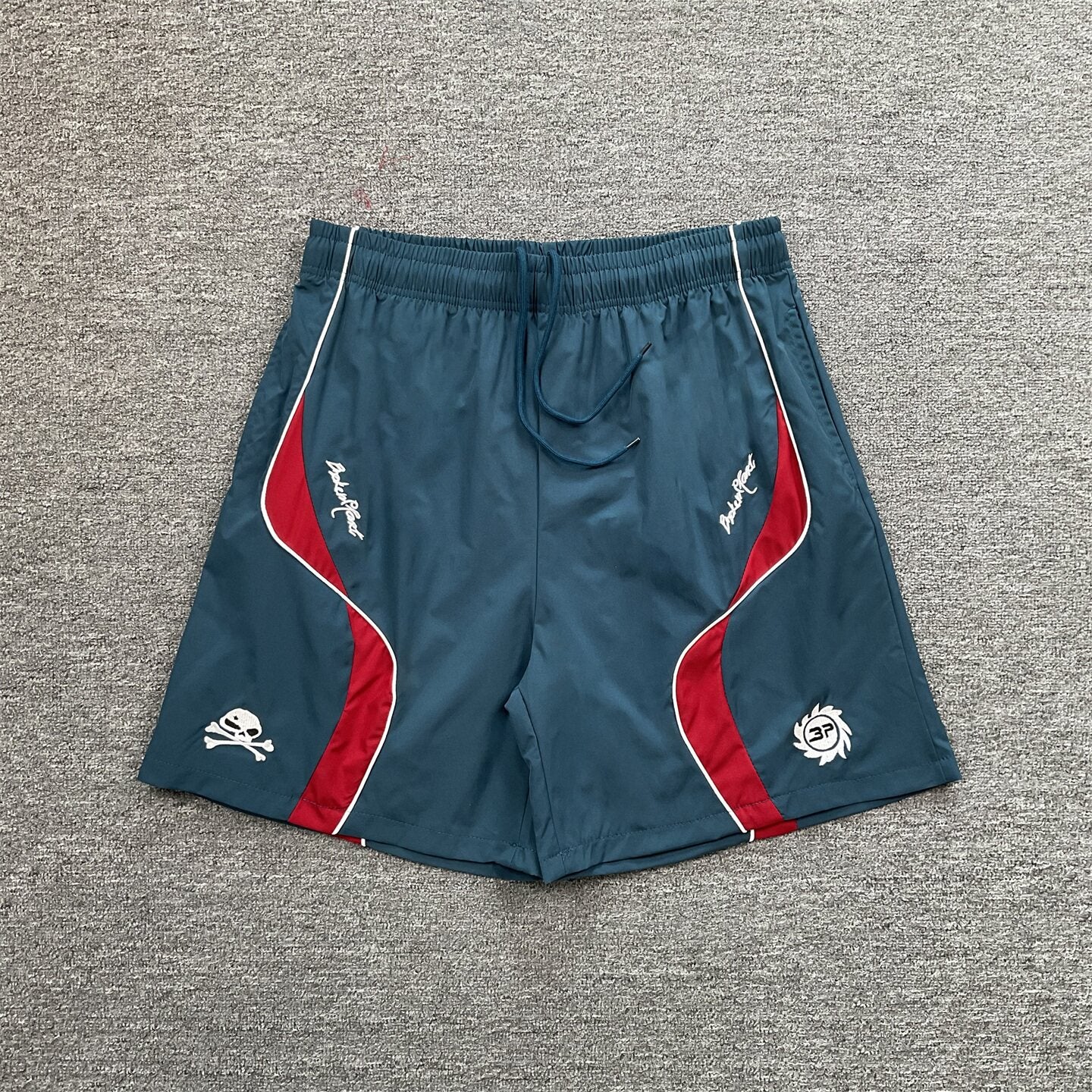 Broken Planet Embroidered Color Block Sports Shorts
