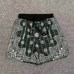 Broken Planet Paisley Plaid Loose Drawstring Shorts