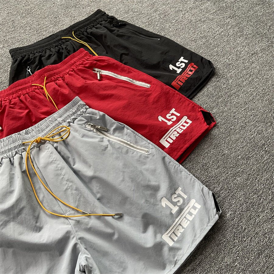 Rhude x Pirelli collaboration summer casual shorts