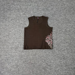 Derschutze Sakura Embroidered Pure Cotton Tank Top