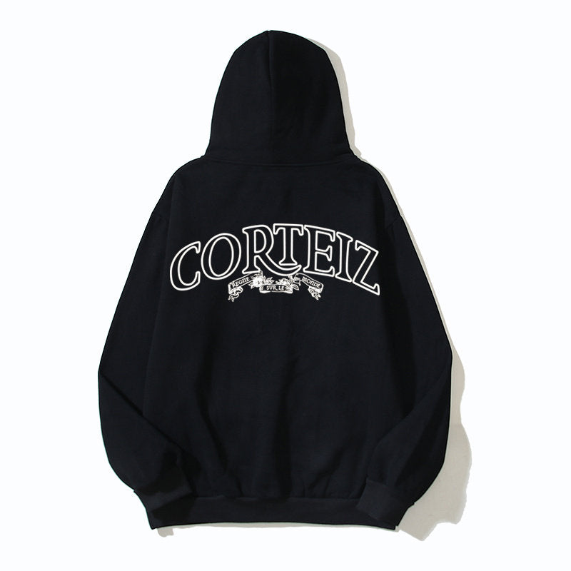 Corteiz logo print loose-fitting fleece pullover shirt