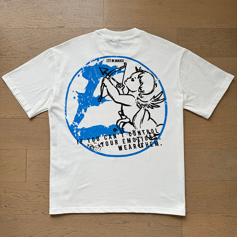 MIXED EMOTION Cupid Graphic Pure Cotton T-Shirt