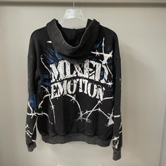 MIXED EMOTION Washed Full Zip Hoodie