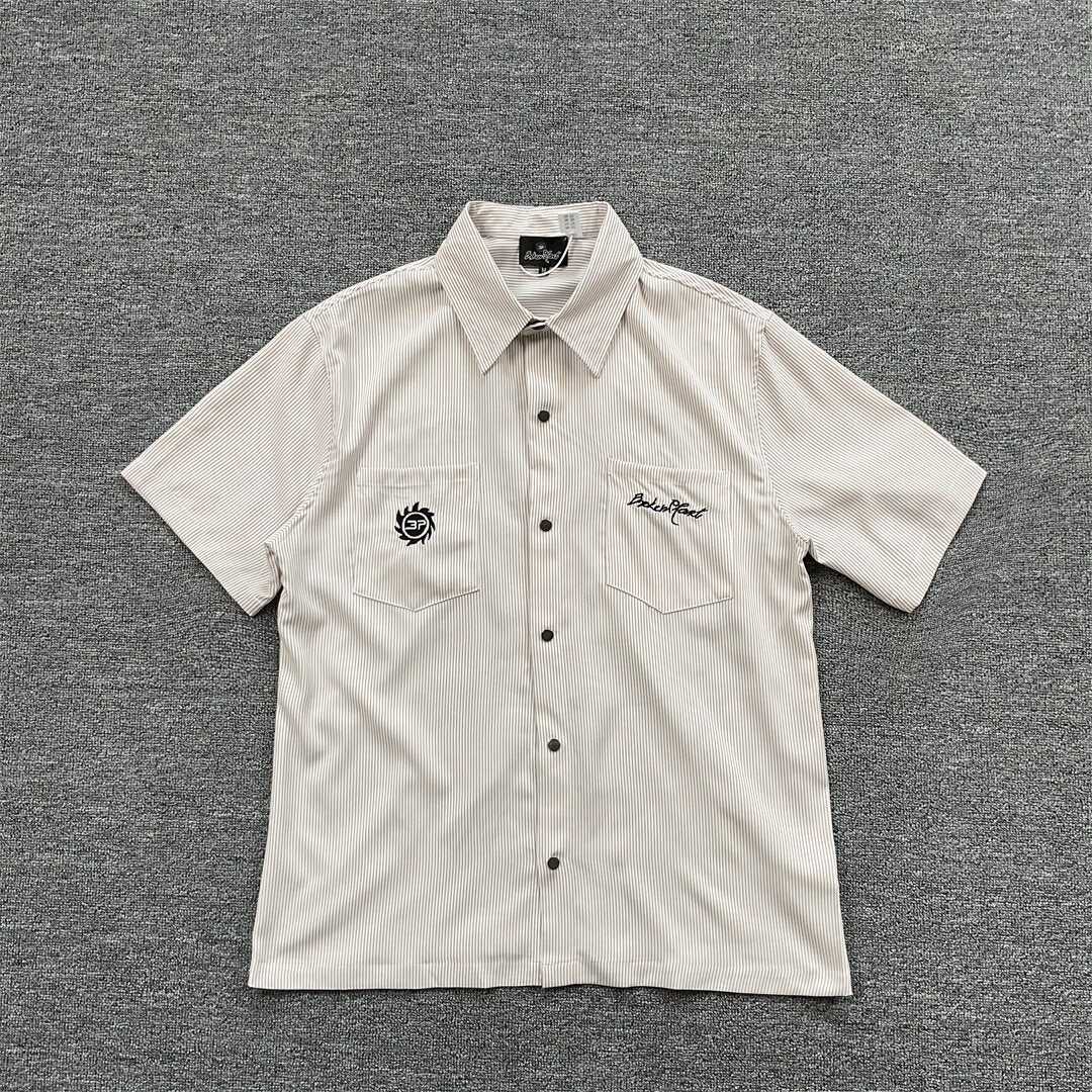 Broken Planet Striped Embroidered Short Sleeve Shirt