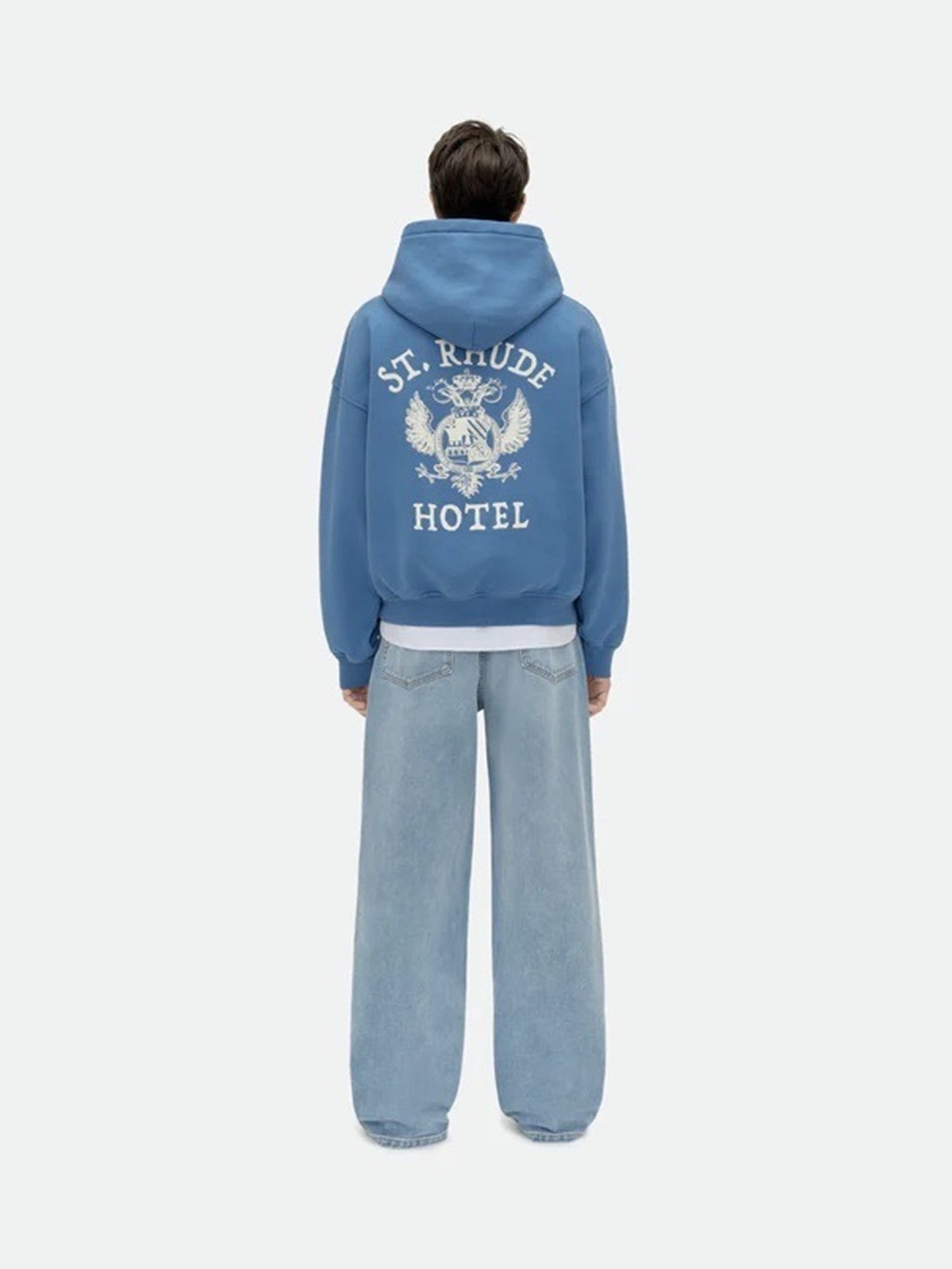 RHUDE Vintage Collegiate Eagle Print Boxy Hooded Sweatshirt