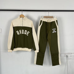 Rhude Color-matched fall-winter fleece sports casual suit