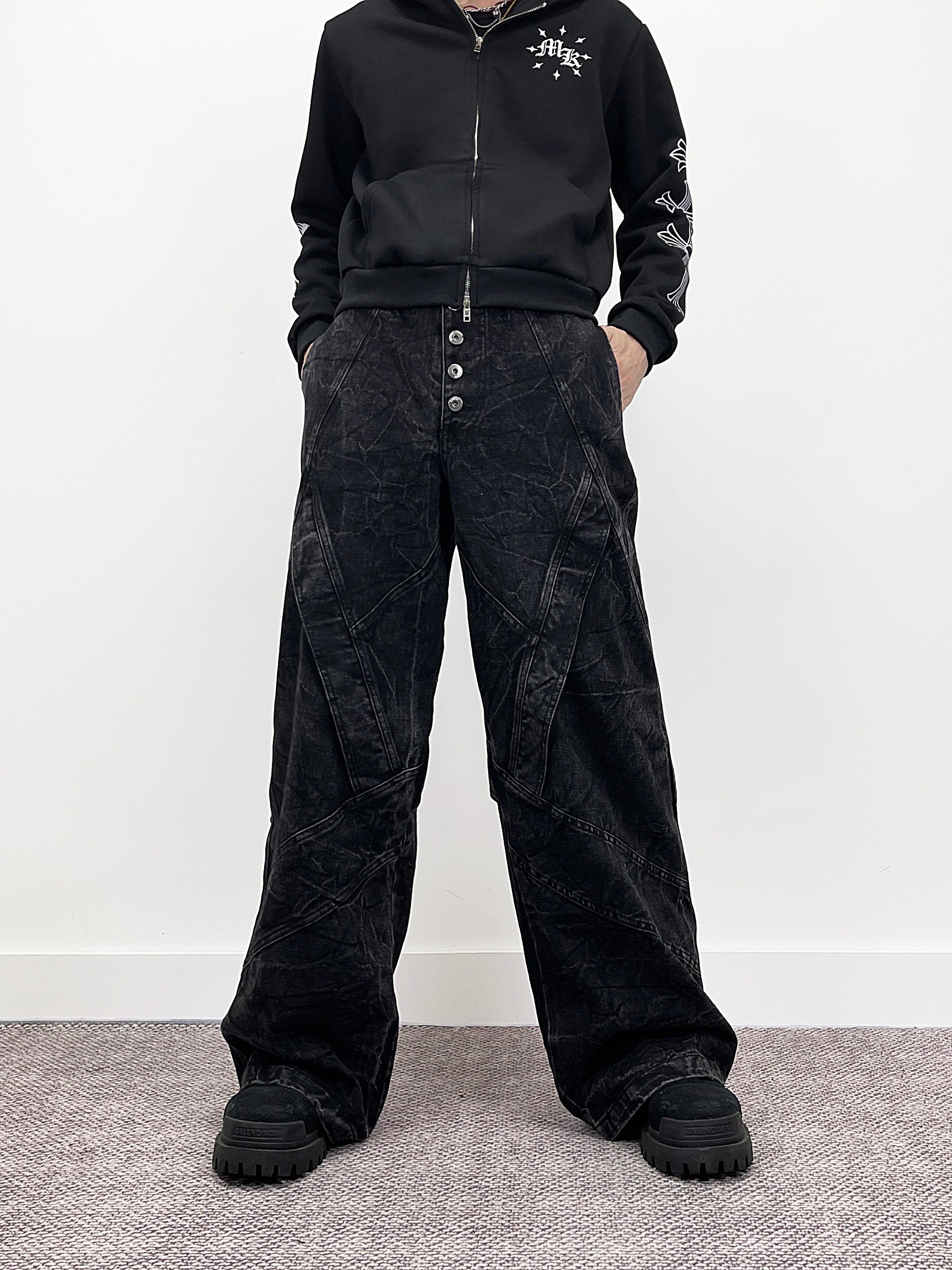 Knives Washed Jeans - Straight and Wide Leg Denim Pants