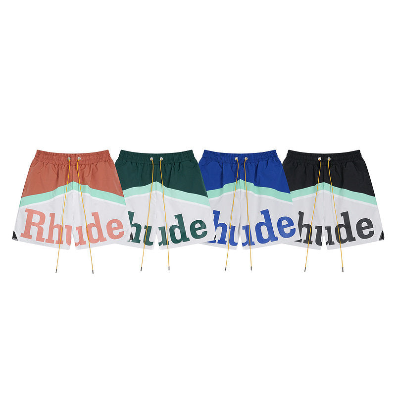RHUDE Color Block Letter Print Quick Dry Shorts
