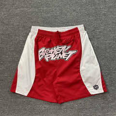 Broken Planet Letter Print Color Block Beach Shorts
