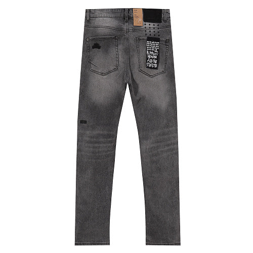 Ksubi Men Grey Distressed Slim Denim Jeans