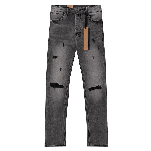 Ksubi Men Grey Distressed Slim Denim Jeans