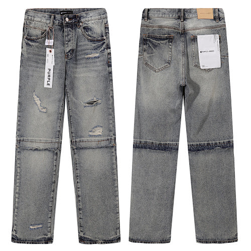 Purple Brand Men Straight Leg Layered Denim Jeans